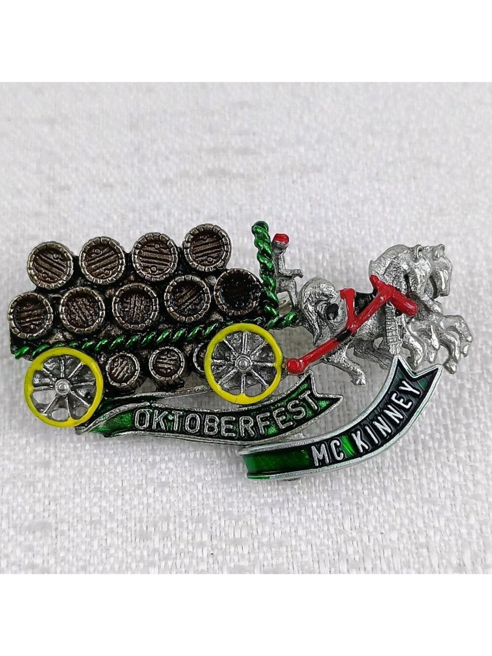 Oktoberfest Hat Pin Horse Drawn Conestoga Beer Wagon Kitchener Mckinney metal